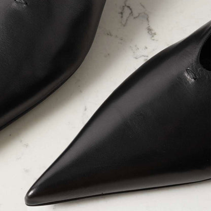 Black Pointed Toe Buckle Shoes Classic Ankle Strap Flats for Women