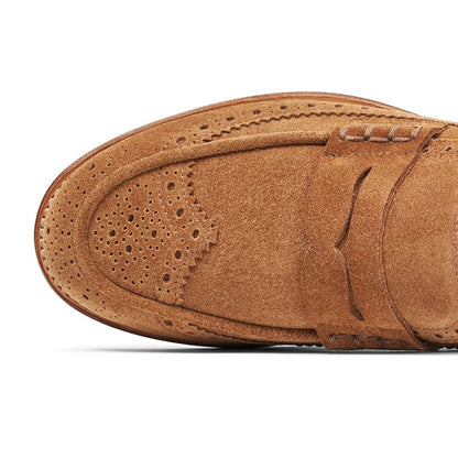 Khaki Vegan Suede Vintage Shoes Round Toe Low Heel Mule Loafers