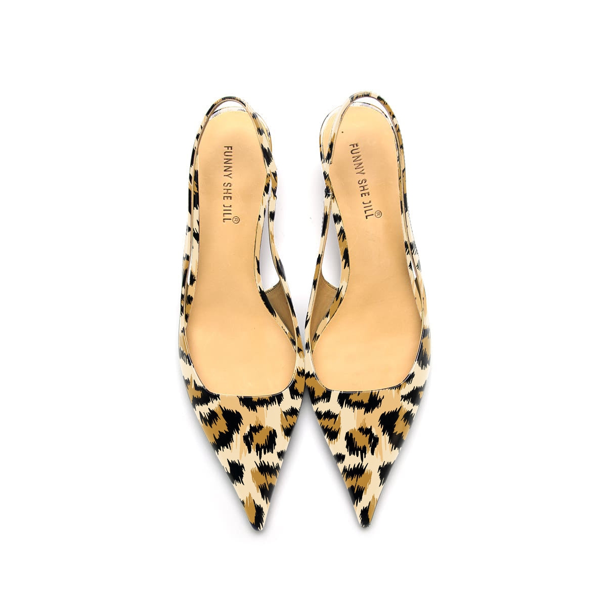Women's Leopard Print Slingback Pumps Pointed Toe Office Kitten Heels