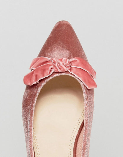 Women's Pink Pointy Toe Comfortable Flats with Bow