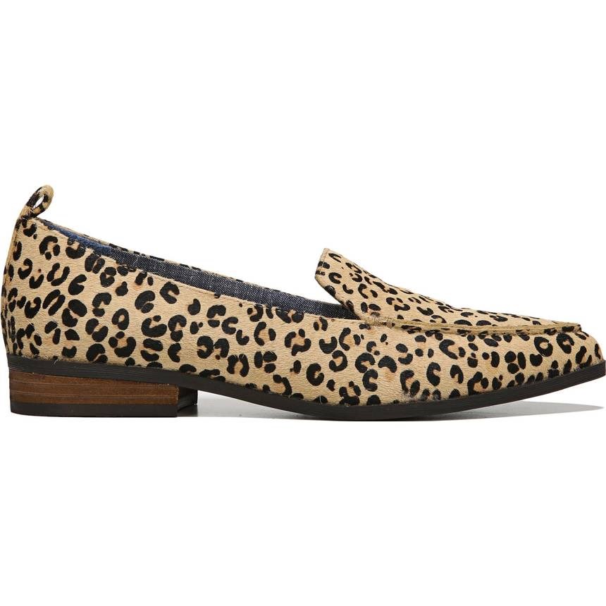 Brown Horse Hair Leopard Print Women's Loafers Comfortable Flats