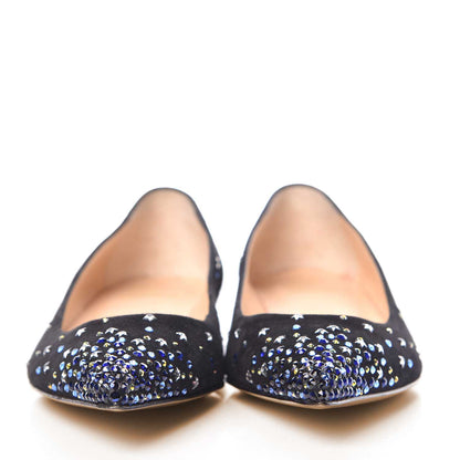 Women's Rhinestone and Stars Embellished Pointed Toe Flats in Black