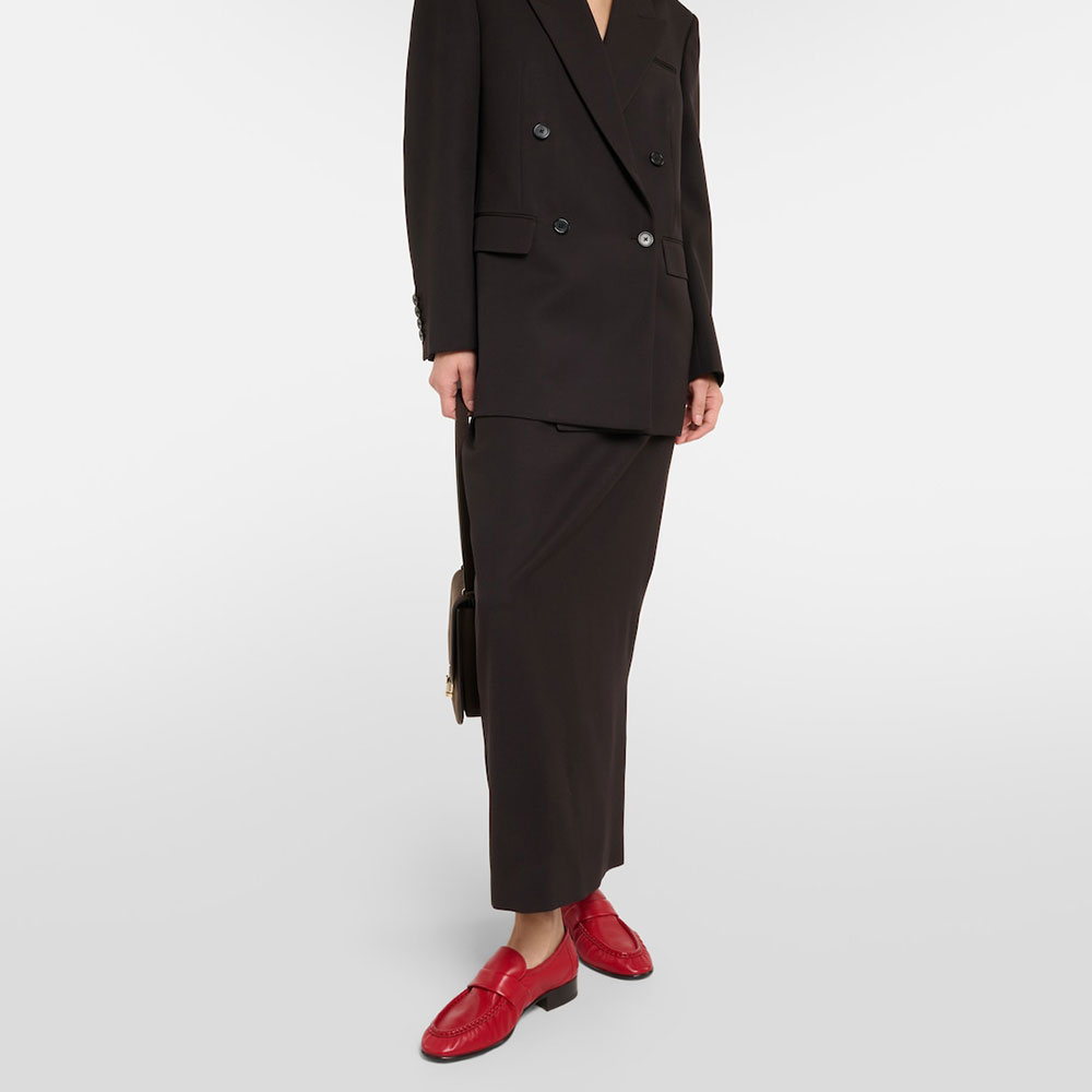 Softy Red Round Toe Low Chunky Heel Women's Loafers