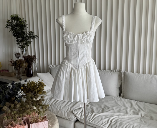 Fashion White Lace Design A-line Lace-up Party Dress Homecoming Dress TP3856