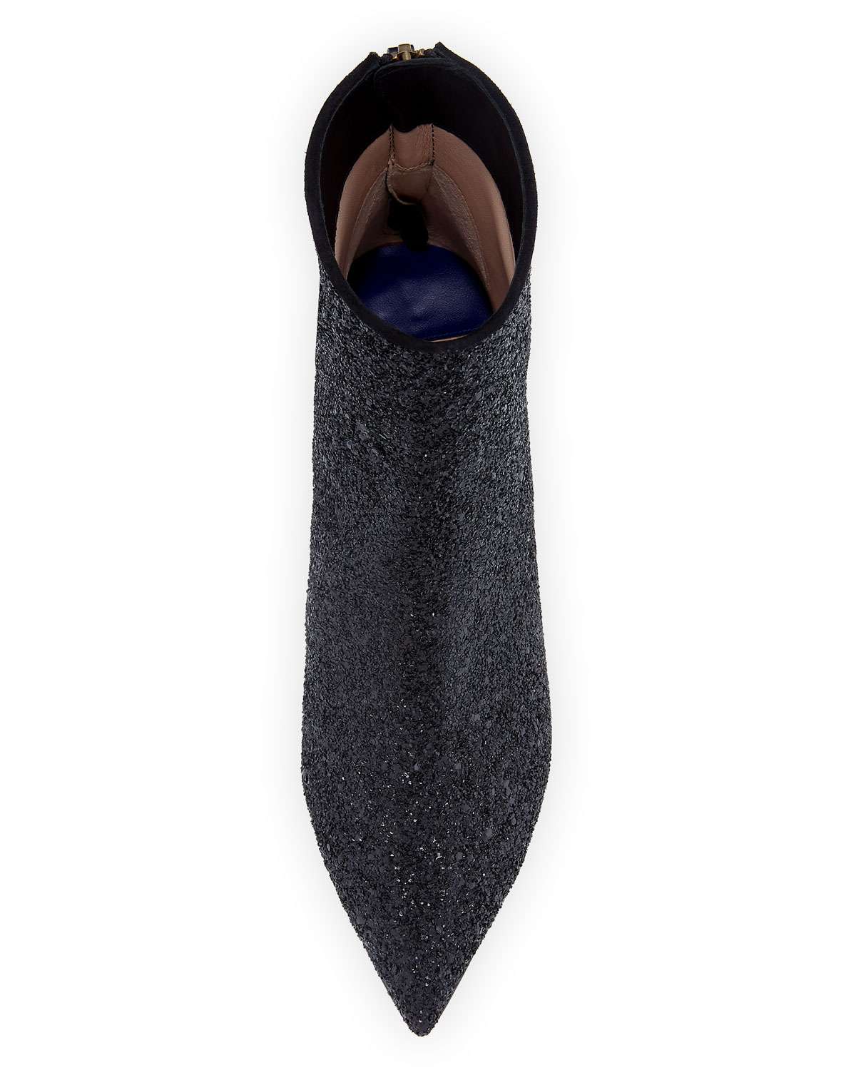 Black Glitter Kitten Heel Ankle Boots