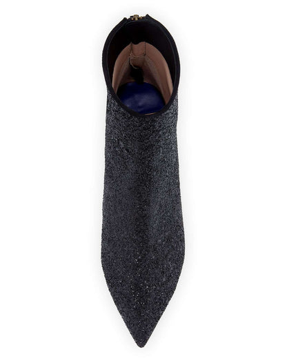 Black Glitter Kitten Heel Ankle Boots