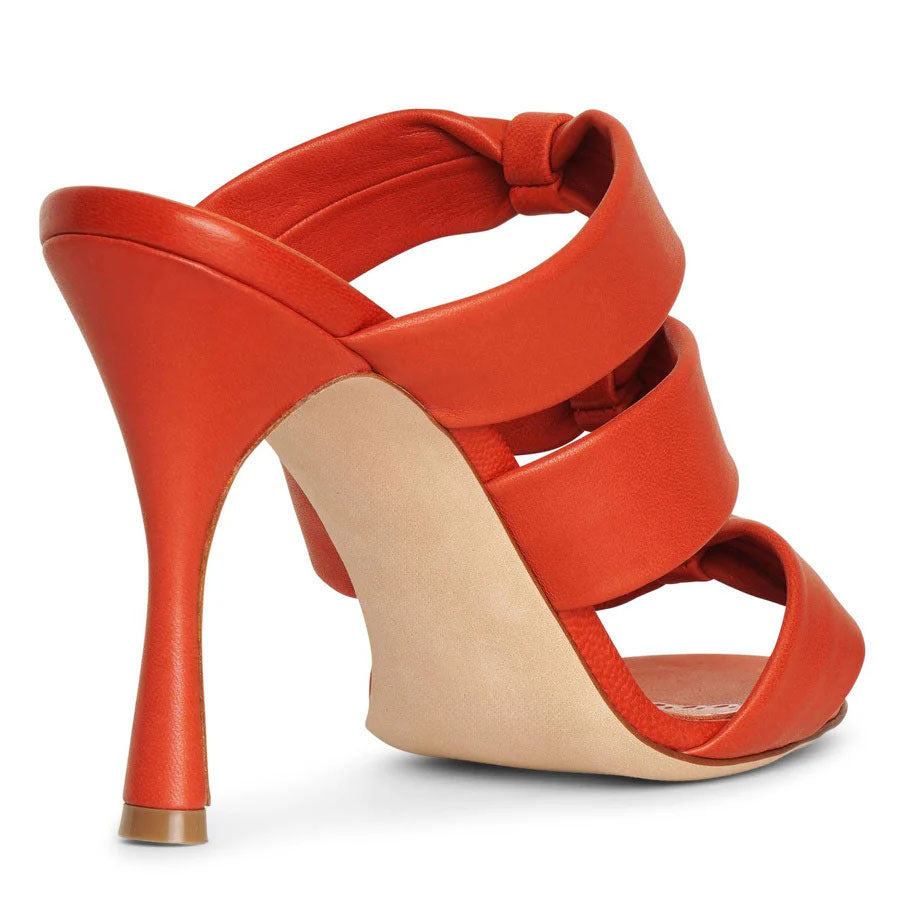 Orange Open Toe Trendy Knotted High Heel Mules Women's Slide Sandals