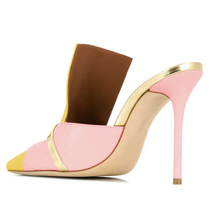 Yellow and Pink Mule Heels