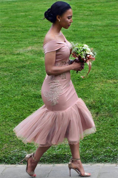 African Bridesmaid Dresses For Women Mermaid Off The Shoulder Short Wedding Party Dresses