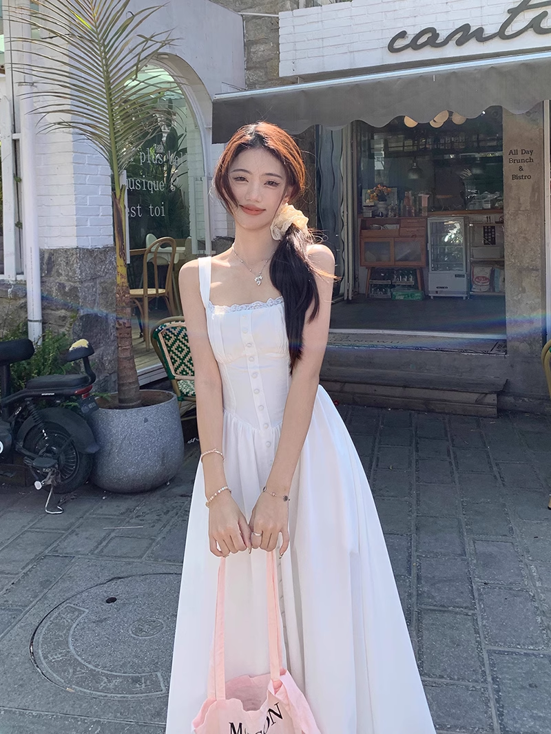 Retro Fashion Floral Design Beach Holiday A-line Spaghetti Strap Dress TP3376