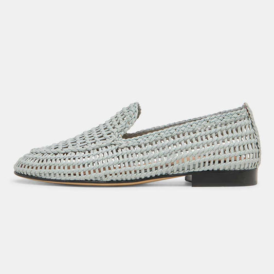 FSJ Light Blue Round Toe Woven Detail Flat Loafer Shoes Women