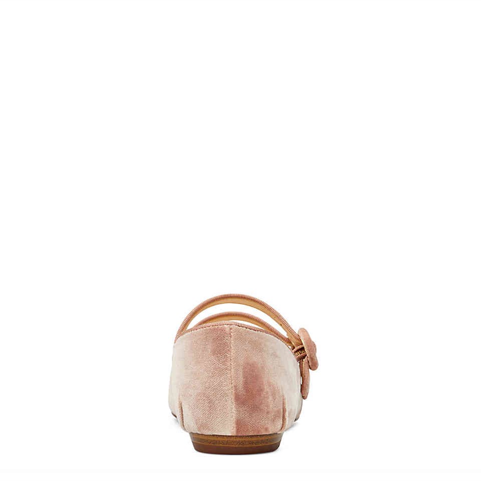 Casual Blush Velvet Round Toe Double Strap Mary Jane Flats