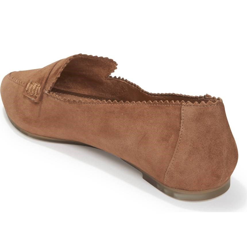 Brown Vegan Suede Almond Toe Classic Flats Loafer Shoes for Women
