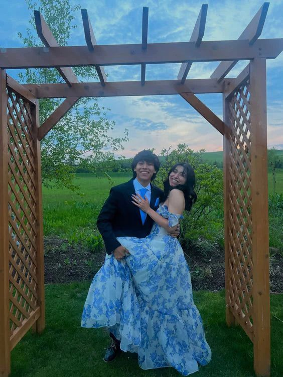 Special Floral Pattern Chiffon A-Line Prom Evening Dresses