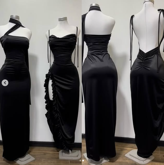 Sexy Black Sheath Prom Dresses Gala Dress Woman for Party