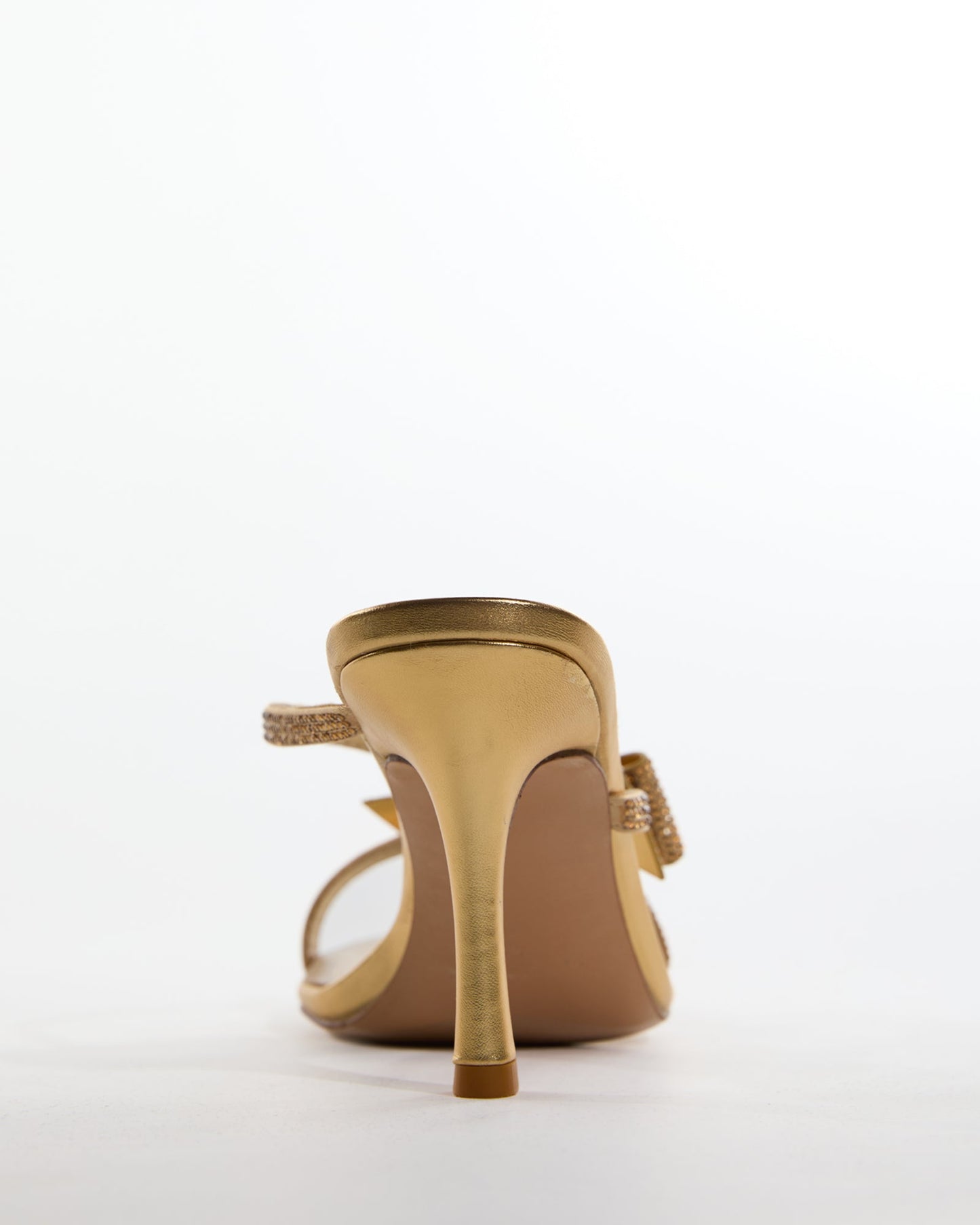 Aafje Rhinestone Bow Cross Strap Slippers In Gold