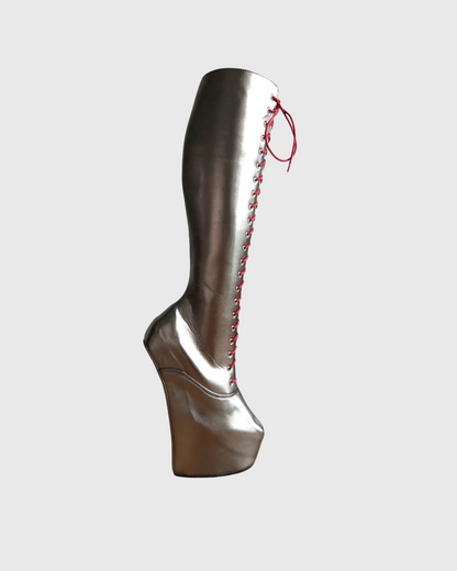 Aaid Lace Up Knee Hight Boots In Brown