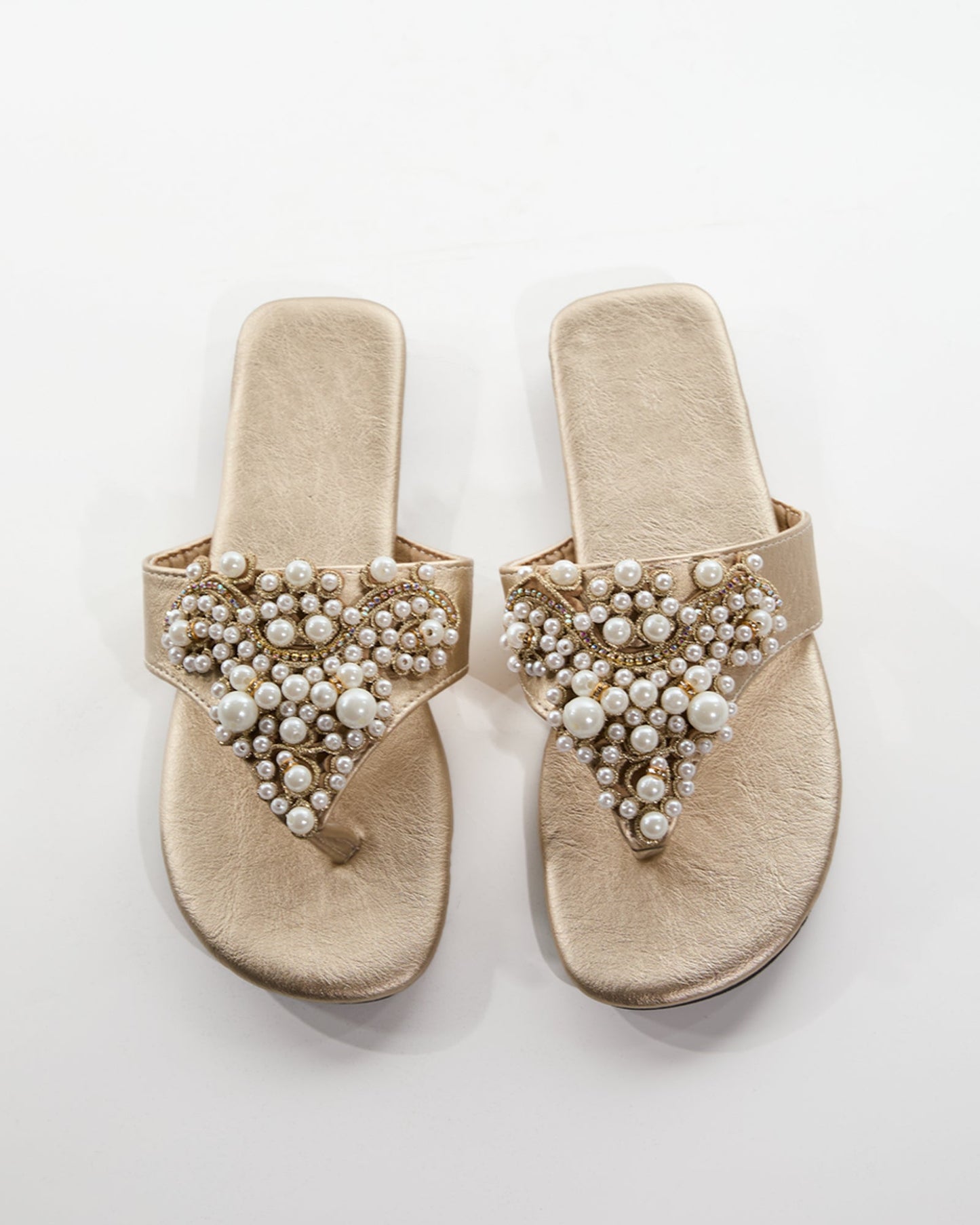 Aalis Pearl Thong Toe Slippers In Beige