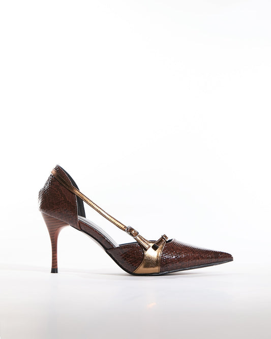 Adelina Snake Print Leather Pumps