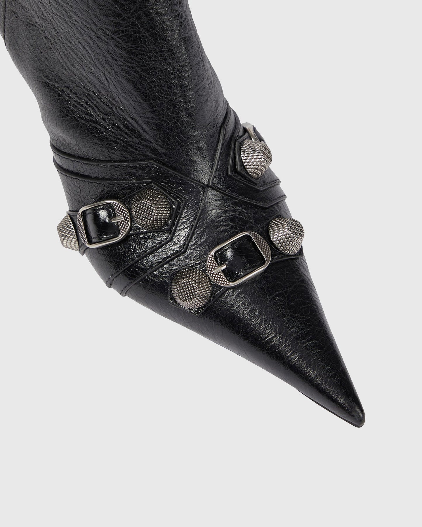 Afra Rivet Embellished Leather Knee High Boots In Black