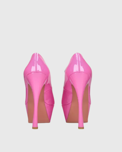 Agata Patent Leather Strap Platform Heels In Pink