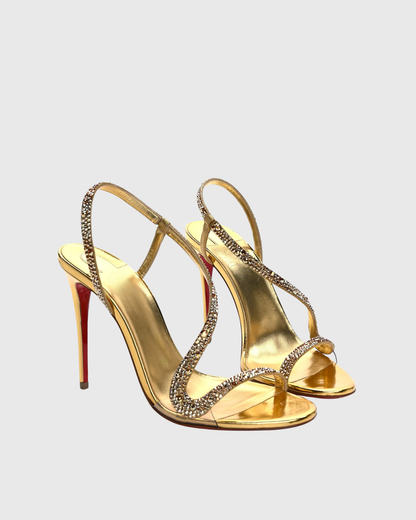 Sence Rhinestone Strap Sandals In Gold