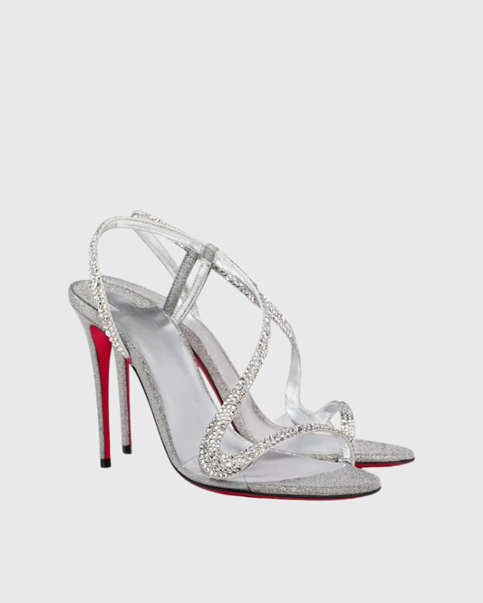 Sence Rhinestone Strap Sandals In Silver