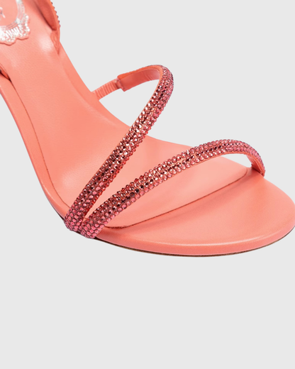 Aileen Rhinestore Slinkback Sandals In Pink