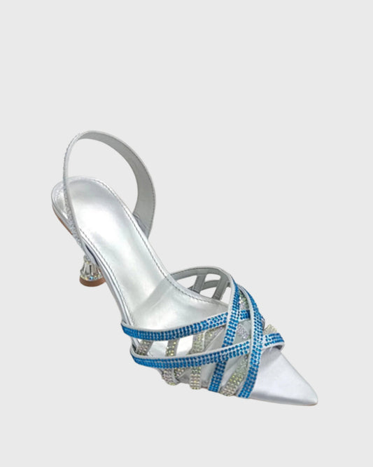 Alaina Rhinestone Woven Slingback Sandals