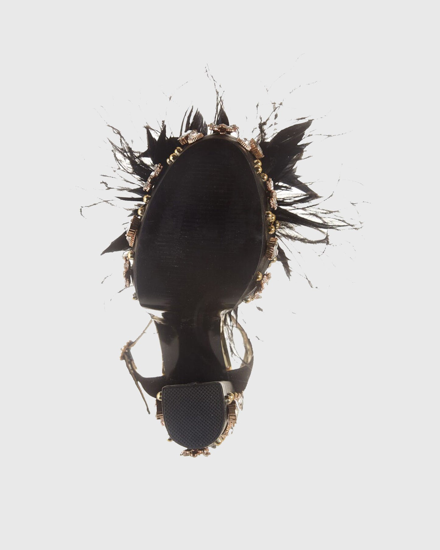 Armida Feather Strap Platform Sandals In Black