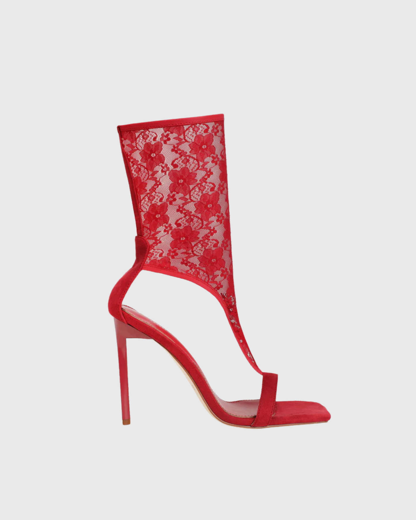 Alfreda Lace Mid Calf Boots In Red