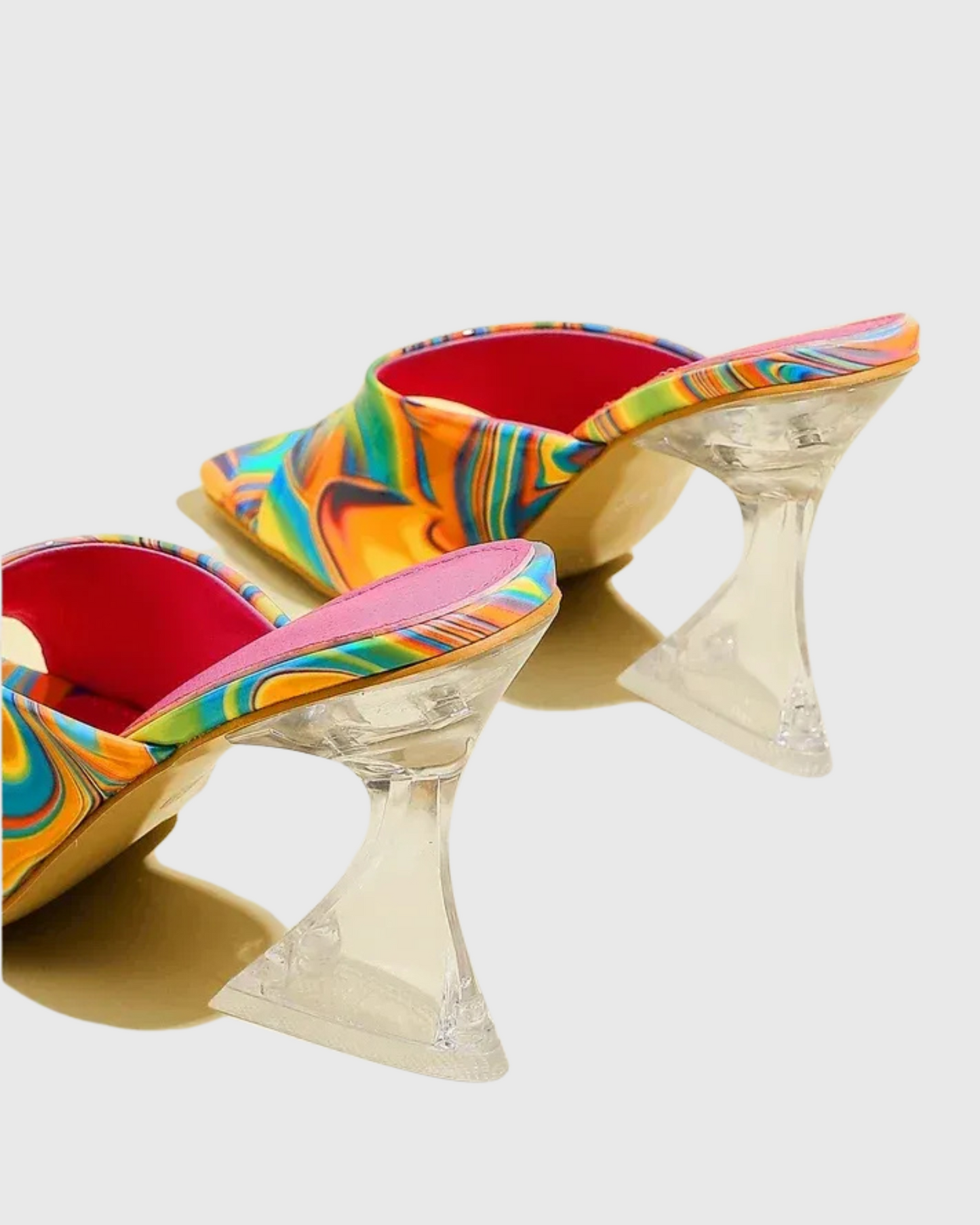 Alia Paint Flared Heels In  Multicolor