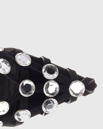 Alina Rhinestone Embellished Cutout Sandals In Black