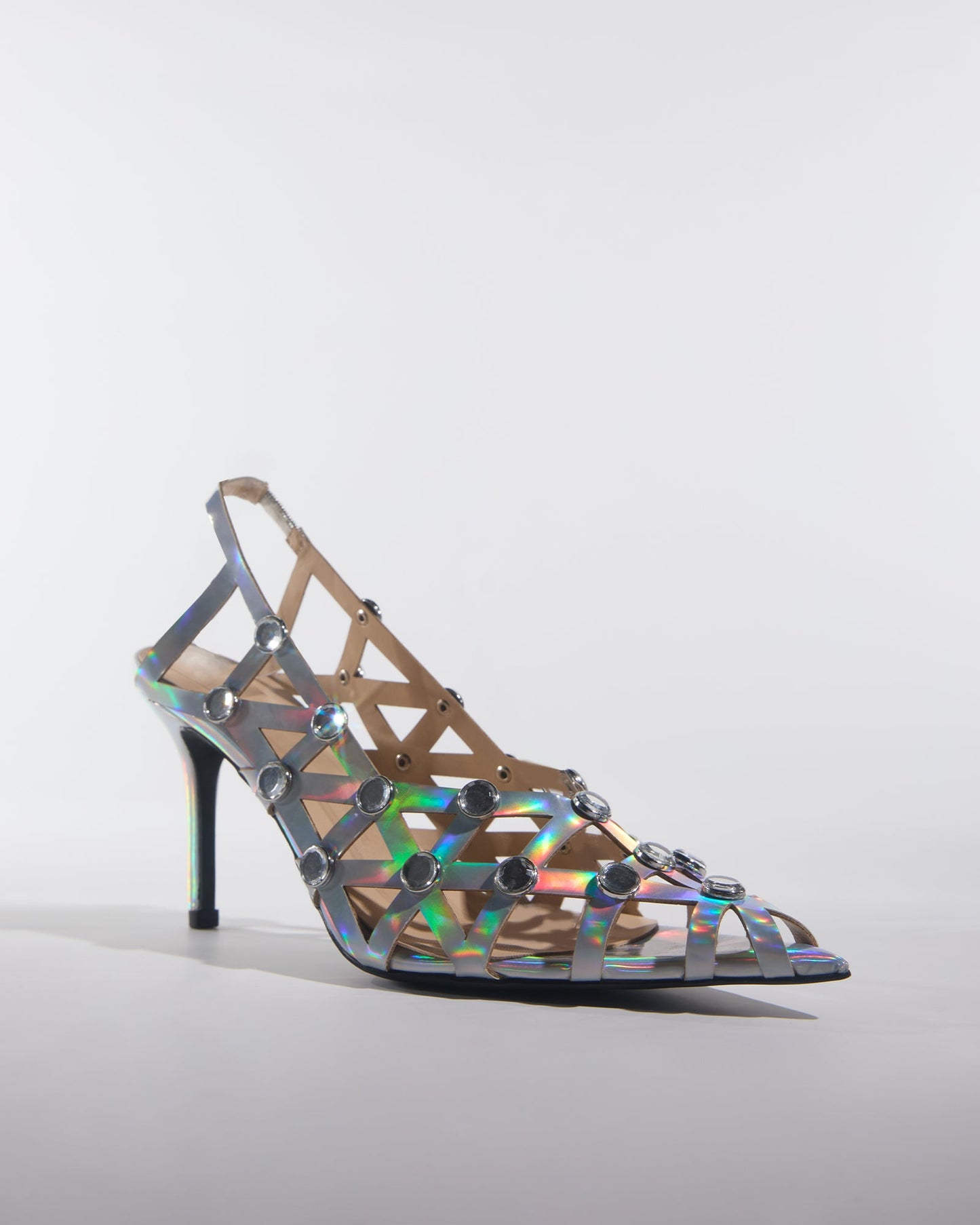 Alina Rhinestone Embellished Cutout Sandals In Multicolor