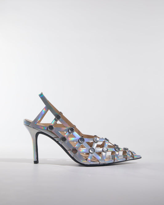 Alina Rhinestone Embellished Cutout Sandals In Multicolor