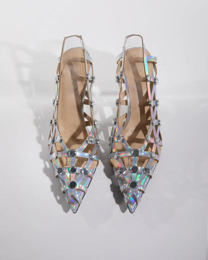 Alina Rhinestone Embellished Cutout Sandals In Multicolor