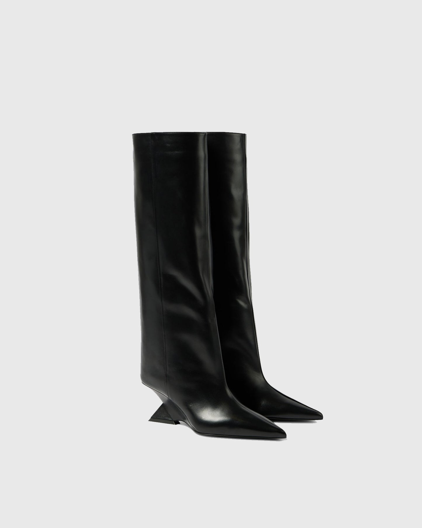 Alma Heterotypic Heel Leather Knee High Boots In Black
