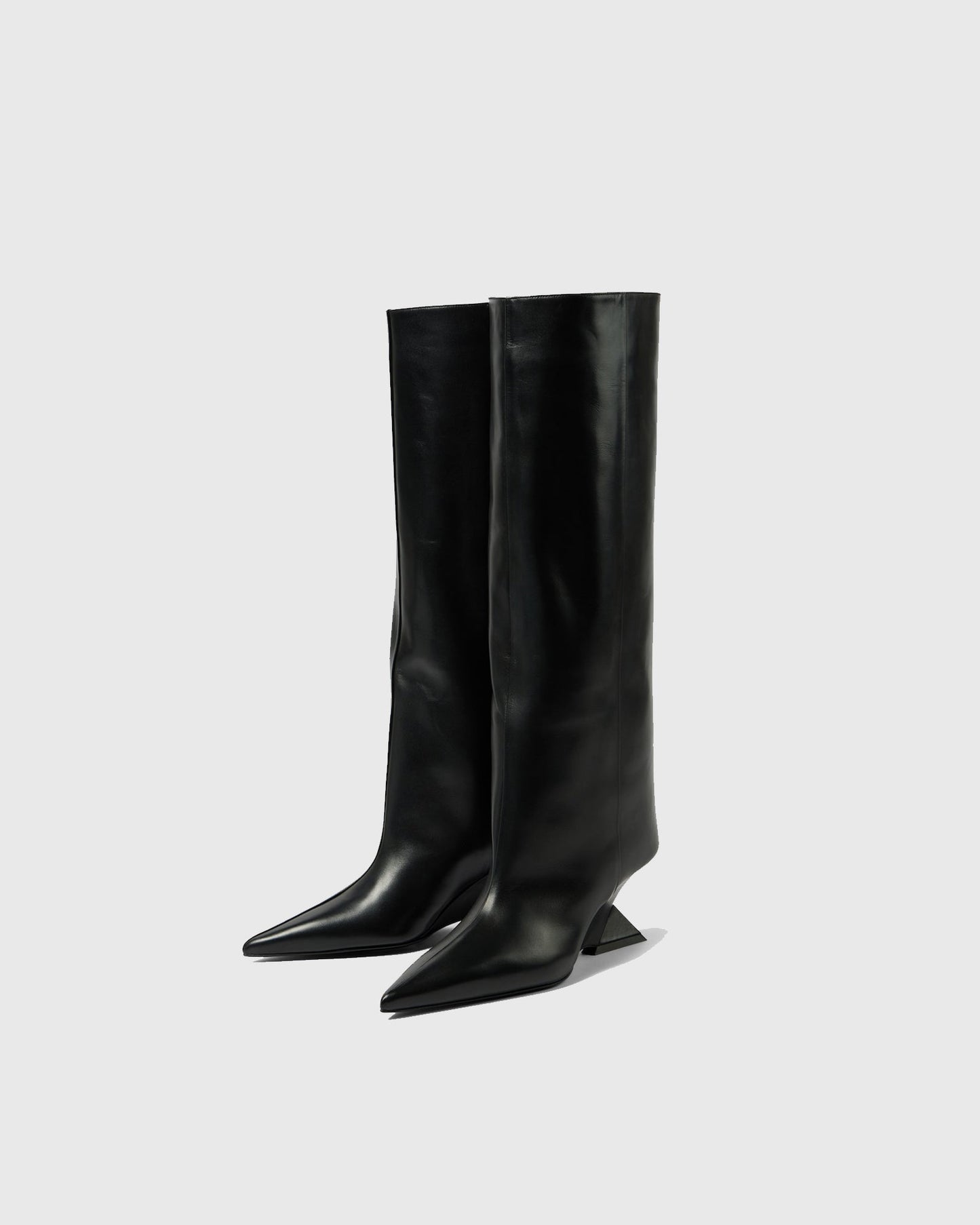 Alma Heterotypic Heel Leather Knee High Boots In Black