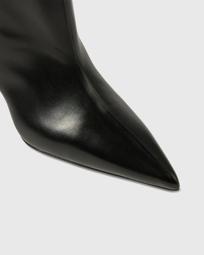 Alma Heterotypic Heel Leather Knee High Boots In Black