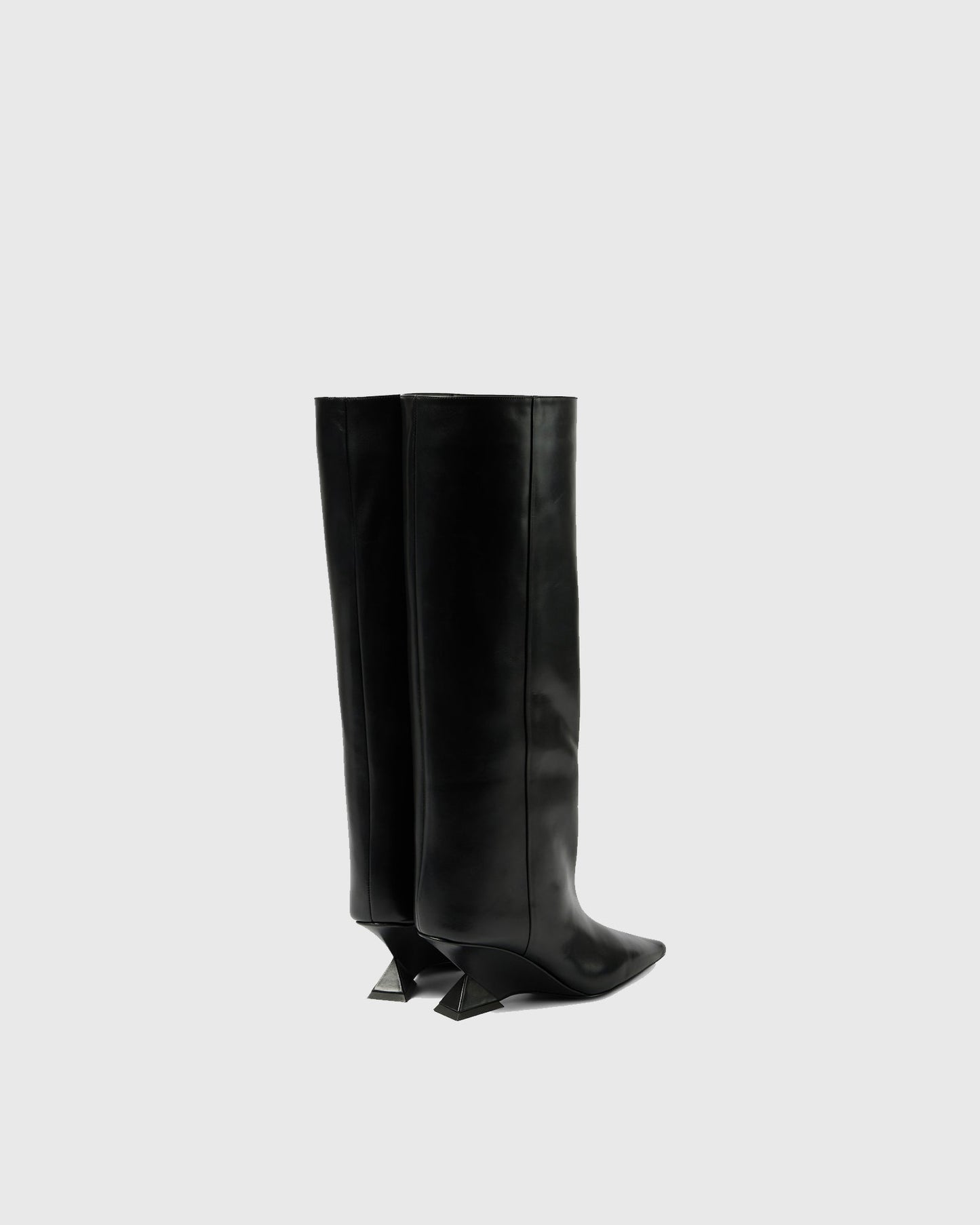 Alma Heterotypic Heel Leather Knee High Boots In Black