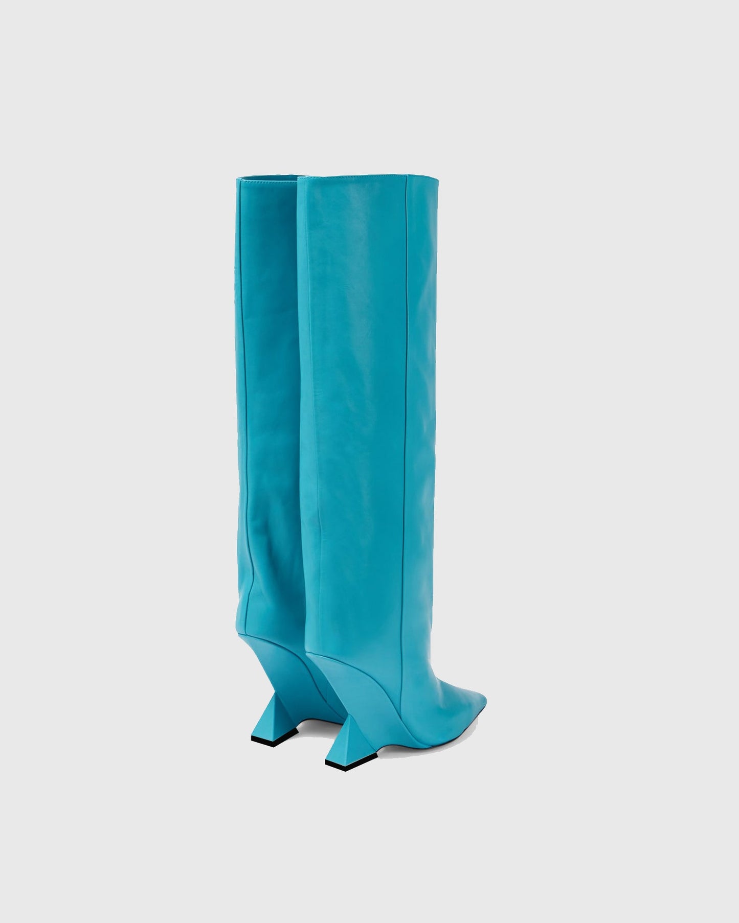 Alma Heterotypic Heel Leather Knee High Boots In Blue
