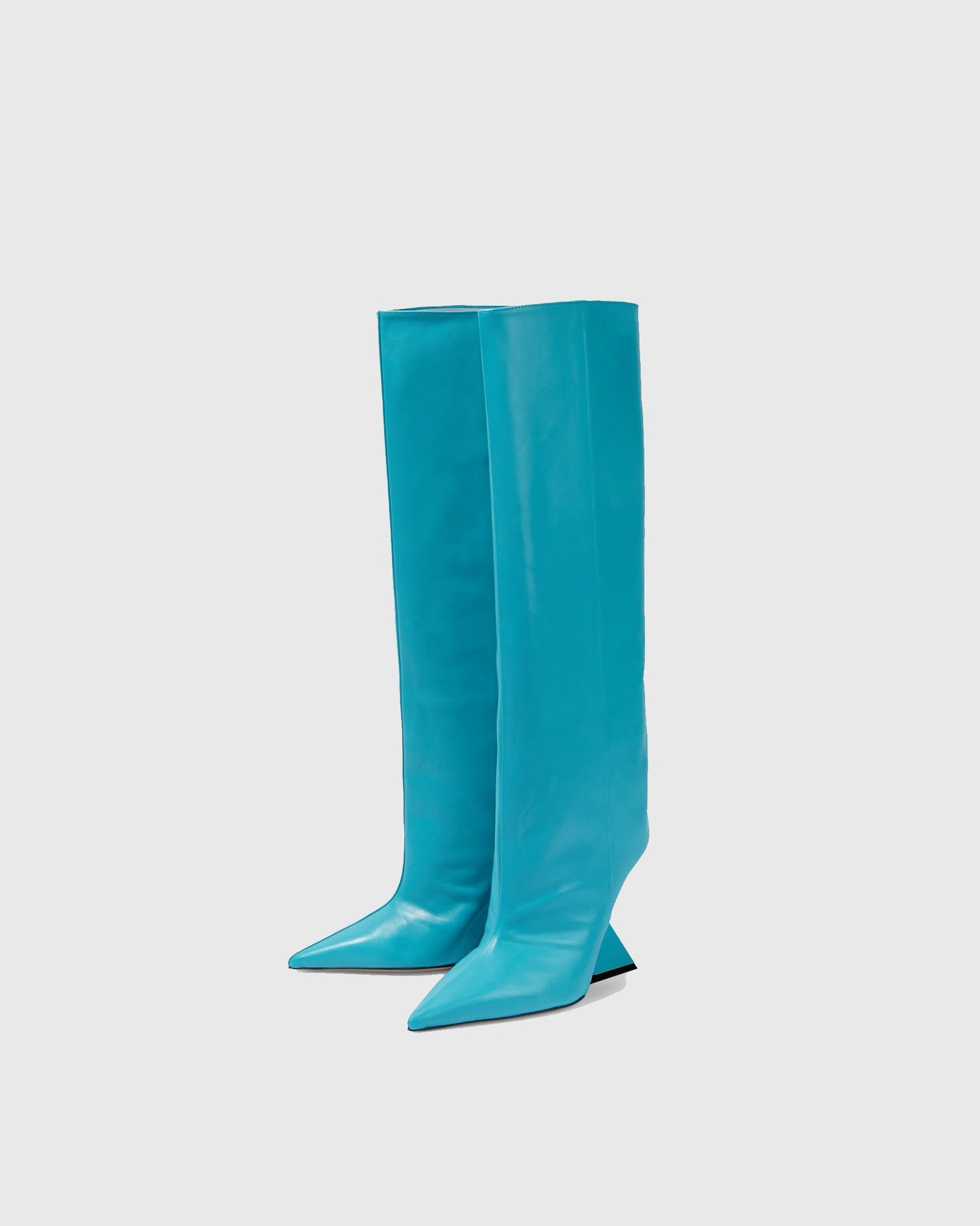 Alma Heterotypic Heel Leather Knee High Boots In Blue