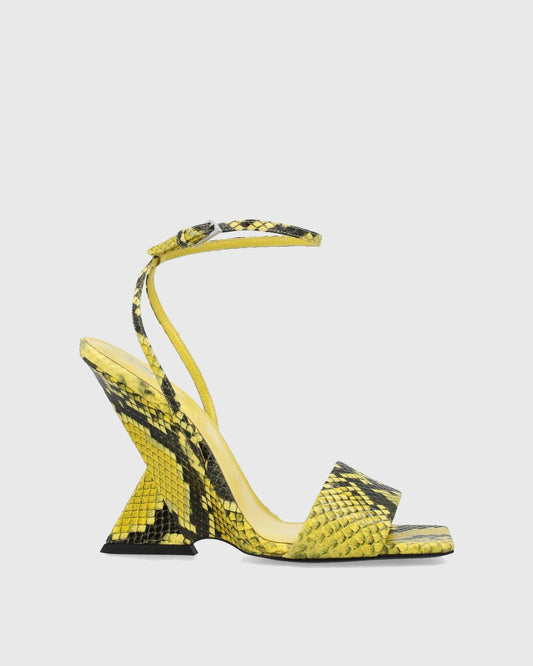 Alma Snake Print Strap Sandals In Yellow
