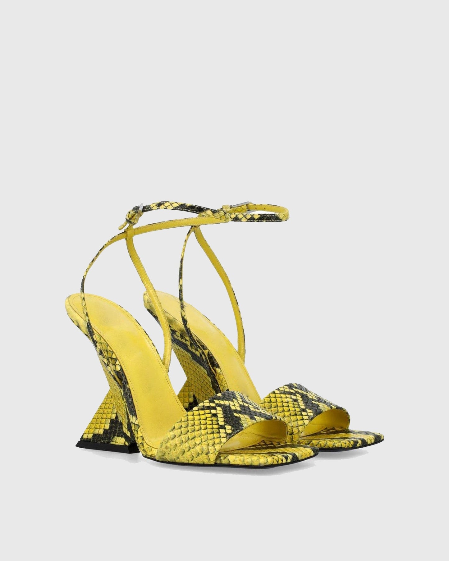 Alma Snake Print Strap Sandals In Yellow