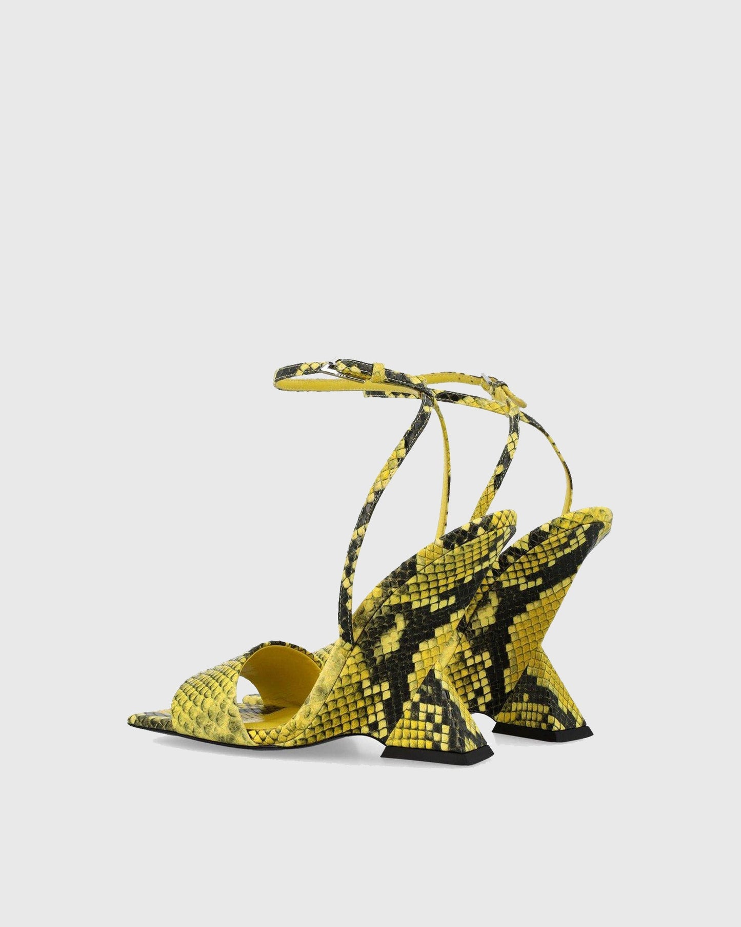 Alma Snake Print Strap Sandals In Yellow