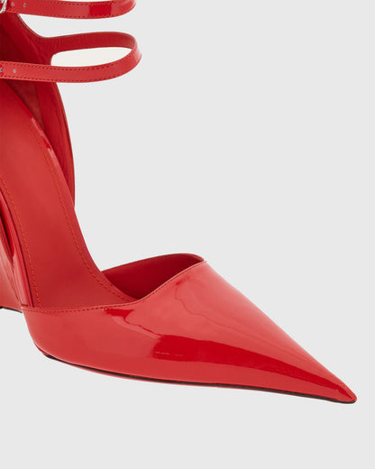 Amalia Leather Wedge Pumps In Red
