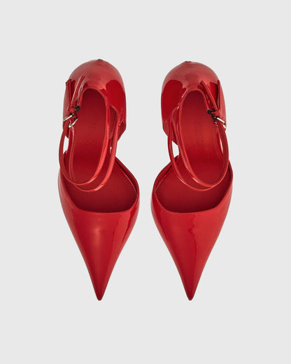 Amalia Leather Wedge Pumps In Red