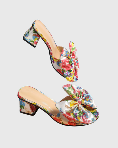 Amari Bow Floral Print Slippers