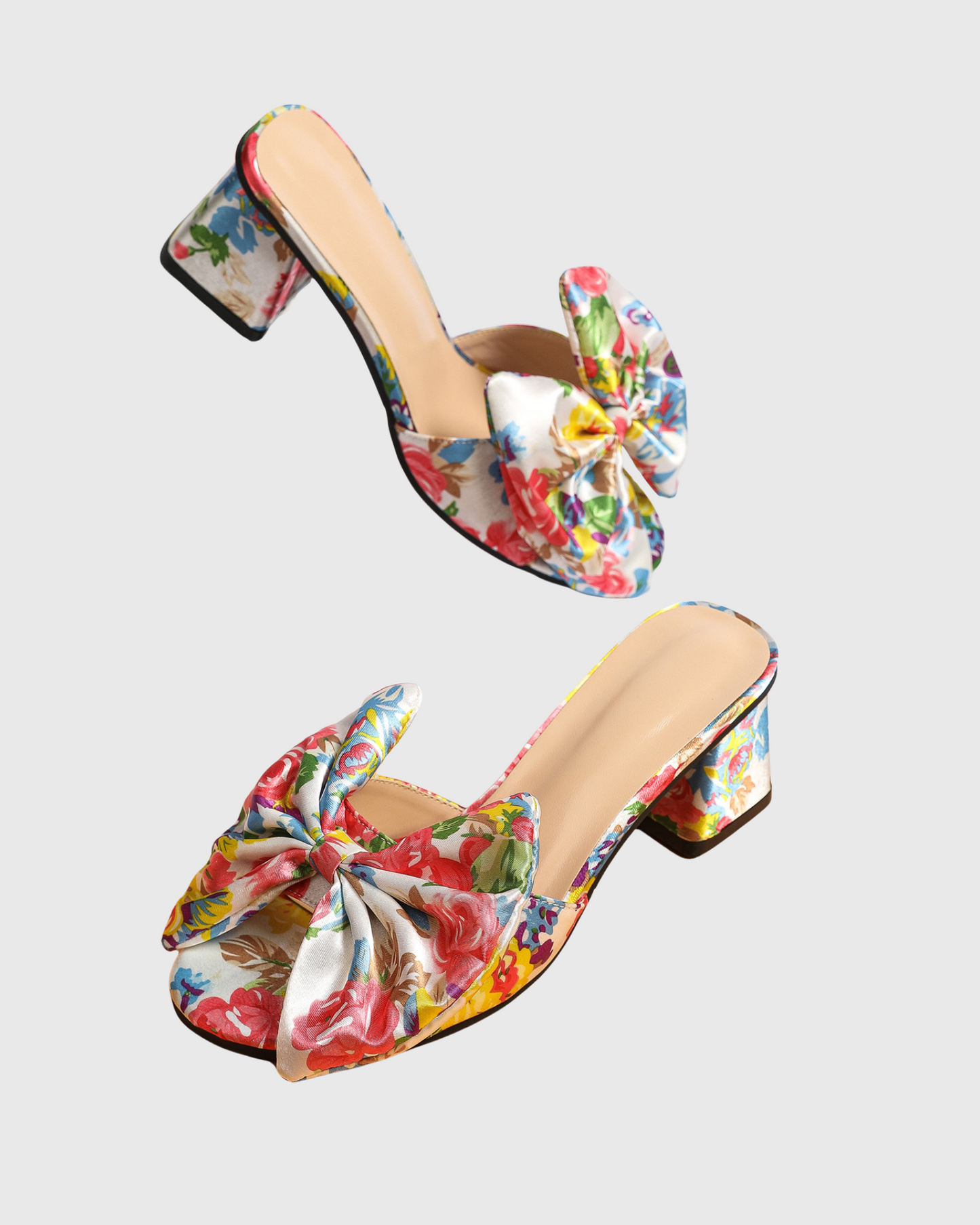 Amari Bow Floral Print Slippers