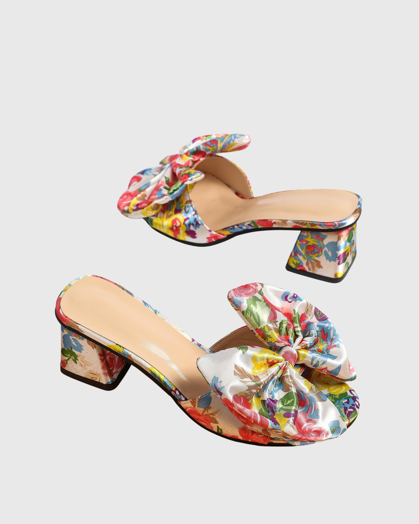 Amari Bow Floral Print Slippers